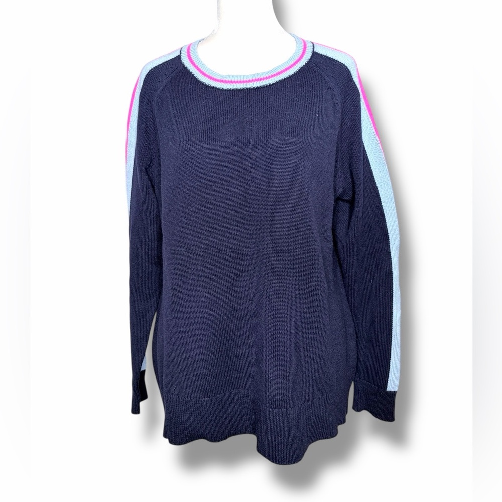 Sail to Sable merino wool blend navy blue accent Sweater size large a38